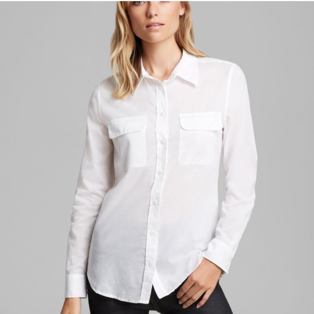 Equipment Slim Signature Cotton Lawn White Button Down Shirt